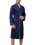 Bresdk Morgenmantel Herren Satin Kimono Robe Lang Leichter...